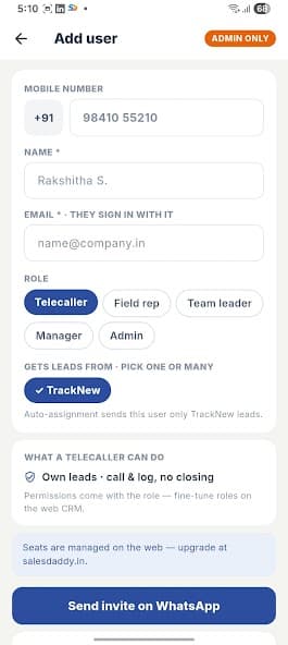 Sales Daddy mobile app screen